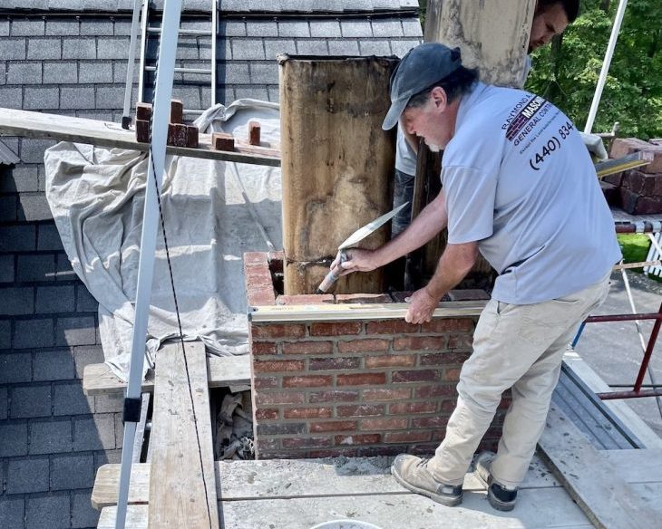 Chimney repair in progress