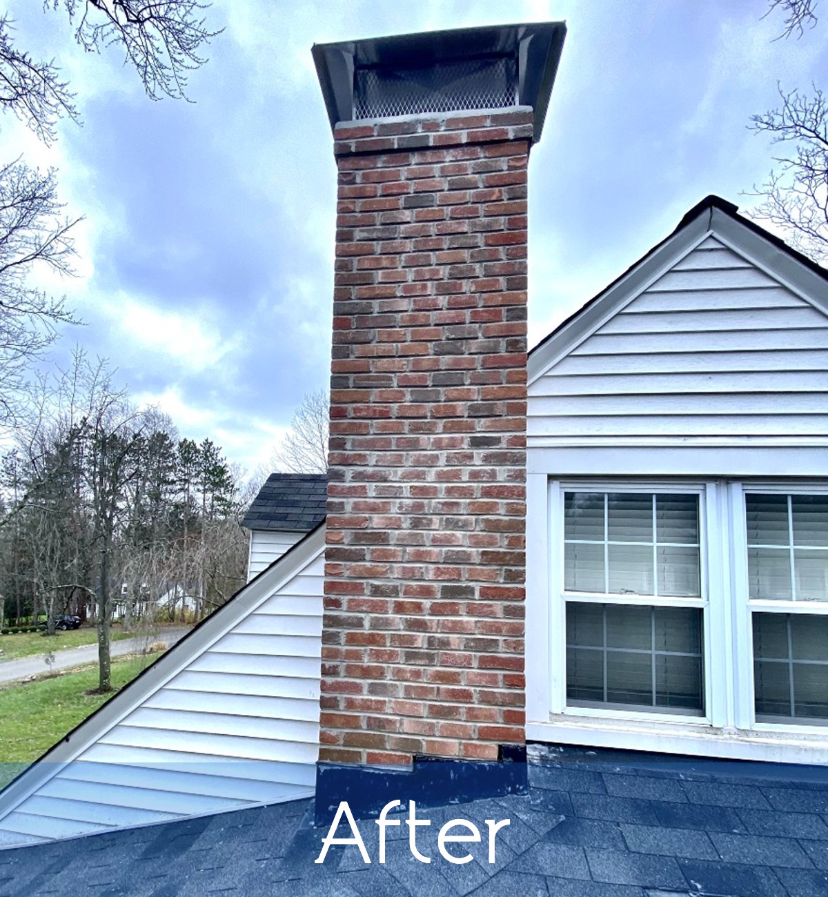 Painted chimney after restoration