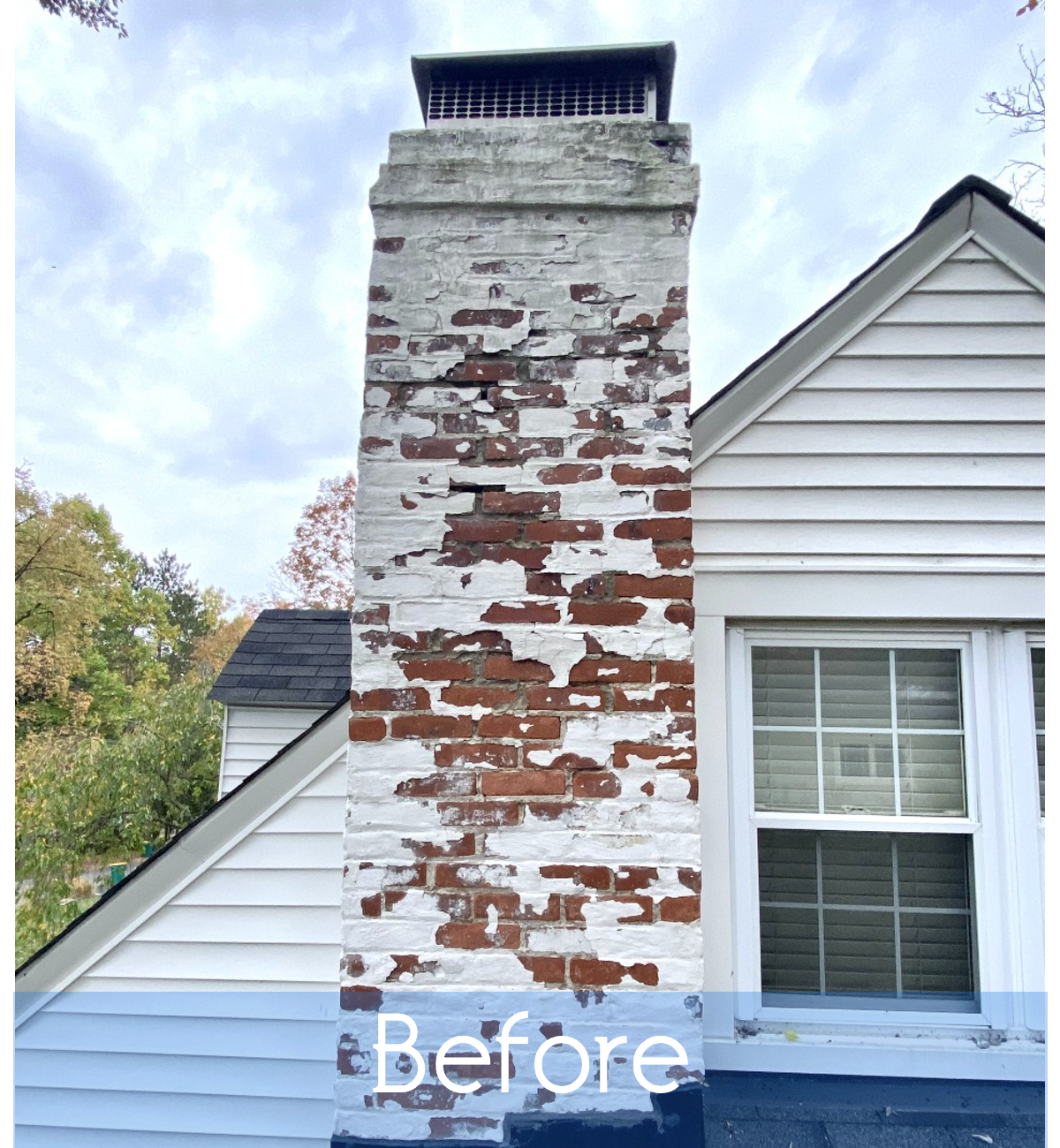 Painted chimney before restoration